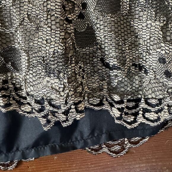 VTG 90s BEBE Black Mesh Gold Floral Lace Corset Cami Whimsigoth Fairy Tank Top S - Picture 9 of 13